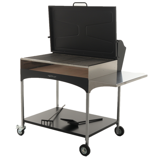 Famur BK 10 Elite - Holzkohle- und Holzkohlebrikett- Grill 2 in 1 - Gitter mit 8 mm-Drehgrillstäben