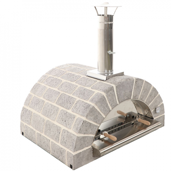 AgriEuro FAMILY STONE - Holzbackofen f&uuml;r den Au&szlig;enbereich - grau - 4 Pizzen - 80X60