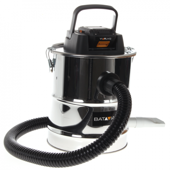 Aschensauger mit Beh&auml;lter Batavia - Edelstahltank mit 12 L Inhalt  - Li-Ion Akku 18 V/2.0.Ah
