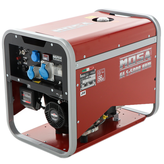 MOSA GE S-5000 BBM AVR EAS - Benzin-Stromerzeuger mit AVR-Regelung und Elektrostarter 4.5 kW - Dauerleistung 3.6 kW - 230V - Motor B&S XR1450