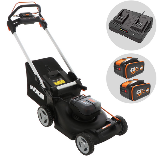 Akku-Rasenmäher mit Radantrieb WORX NITRO WG749E - 2x20V/4Ah - 46 cm Schnittbreite