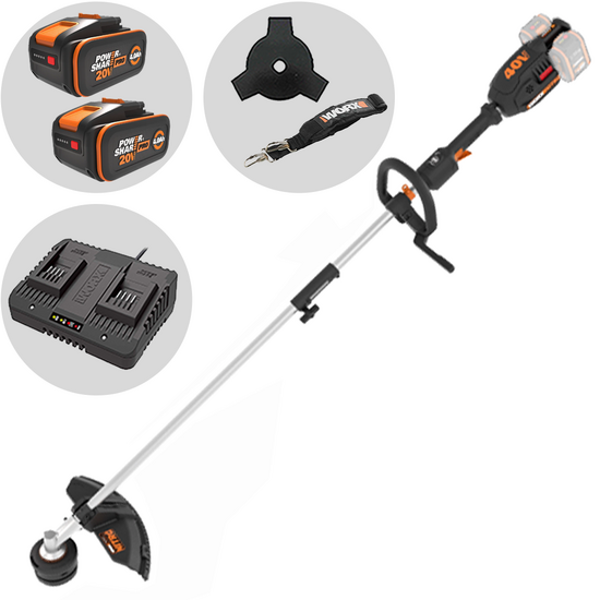 Worx NITRO WG186E - Akku-Rasentrimmer - 2x20V/4Ah