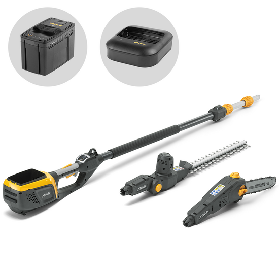 Stiga MT 500e Kit - Multitool - Heckenschere und Kettensäge mit Verlängerungsschaft - Akku und Ladegerät enthalten