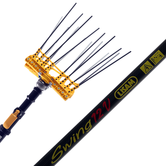 Elektrischer Akku-Olivenrüttler Lisam Swing - mit 8 + 8 Zinken aus Kohlestofffaser - 220-300 cm - Teleskopschaft