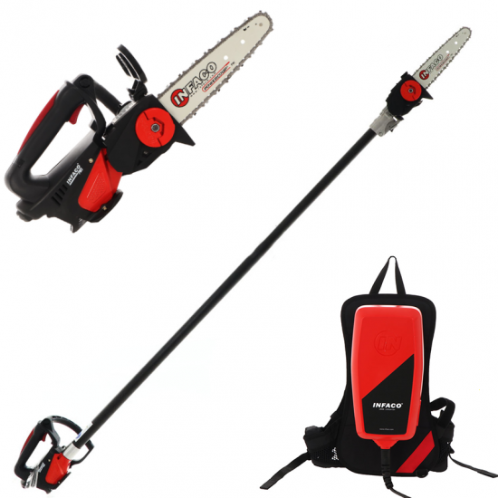 Akku-Hochentaster auf fester Stange 183 cm Infaco TR9 - inklusive Rucksack-Akku