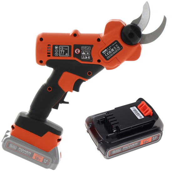 Akku-Gartenschere Black &amp; Decker BCPP18D1-QW f&uuml;r die Baumpflege -  Schneidleistung: - 25 mm - Akku 18 V- 2.0 Ah
