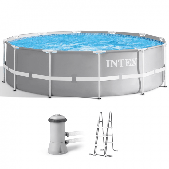 Intex Prisma Frame 26716NP - &Oslash;366x99 cm - Aufstellpool rund + Filterpumpe und Leiter