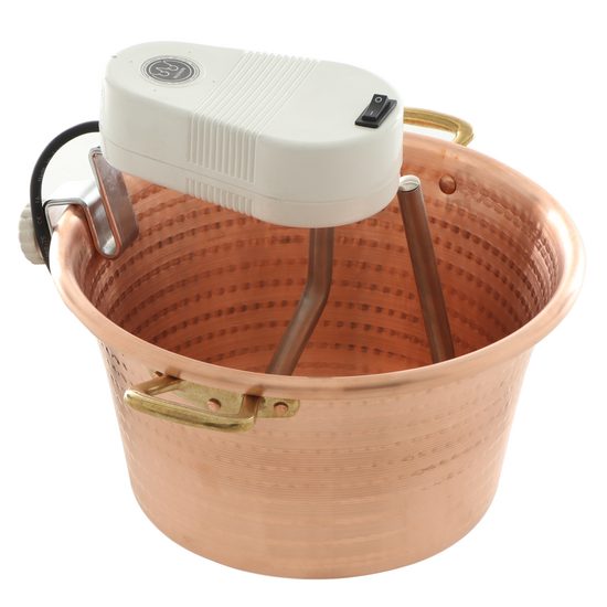 Novital - Elektrischer Kupfer-R&uuml;hrtopf f&uuml;r Polenta - flacher Boden - 7,3 L - 4W