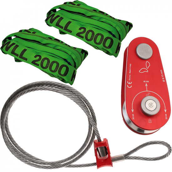 Kit Umlenkzubeh&ouml;re Seil Choker Docma - Umlenkrolle &Oslash; 10-13 mm 40Kn - 2 Gurte