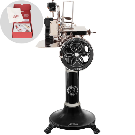 Berkel B114 Schwarz - Schwungrad Aufschnittmaschine mit Sockel - Messer aus verchromtem Stahl 320 mm