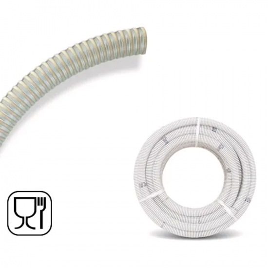 Saugschlauch, spiralf&ouml;rmig, durchsichtig aus PVC f&uuml;r Lebensmittel &Oslash; 20 mm - Meter 5