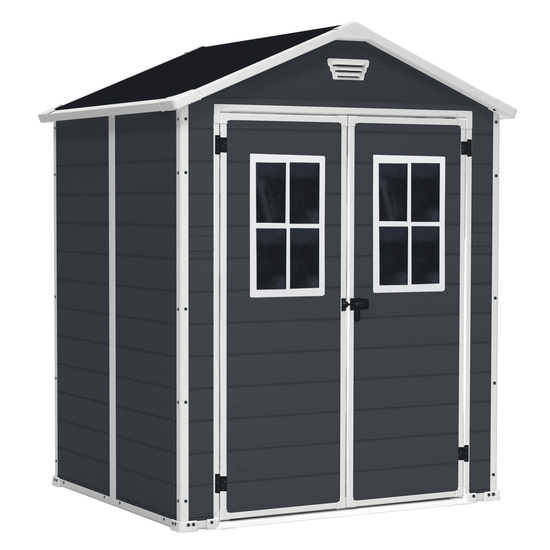 Keter Manor schwarz - Gartenhaus -  mit Frontfenstern - 185x152x226 cm