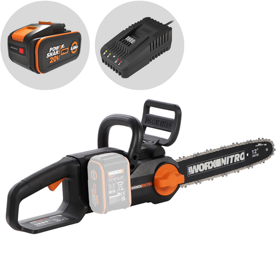 Worx Nitro WG350E - Akku-Kettensäge - 30 cm Schwert- 20V/4Ah