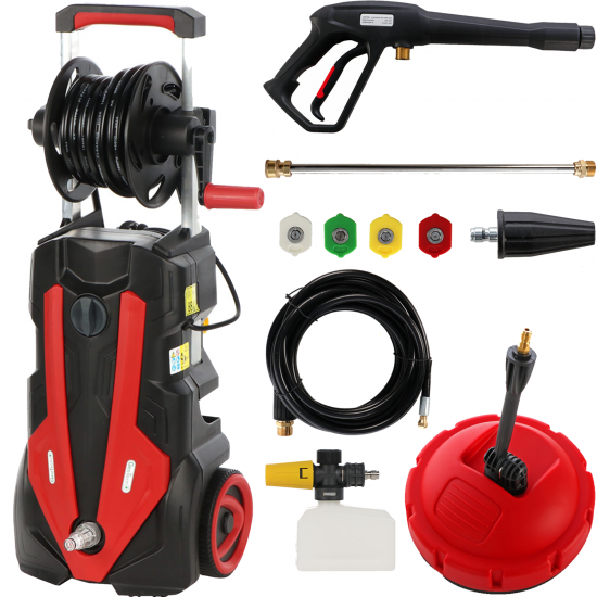 GeoTech Blasty 180 - Hochdruckreiniger mit professioneller Lanze + Kit Terrassenreiniger/Schlauchreinigung - 180 bar - 450 l/h
