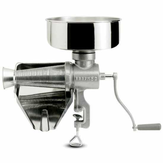 Reber 8502 N - Manuelle Tomatenpresse N.5 - Trichter und Tropfrinne aus Edelstahl
