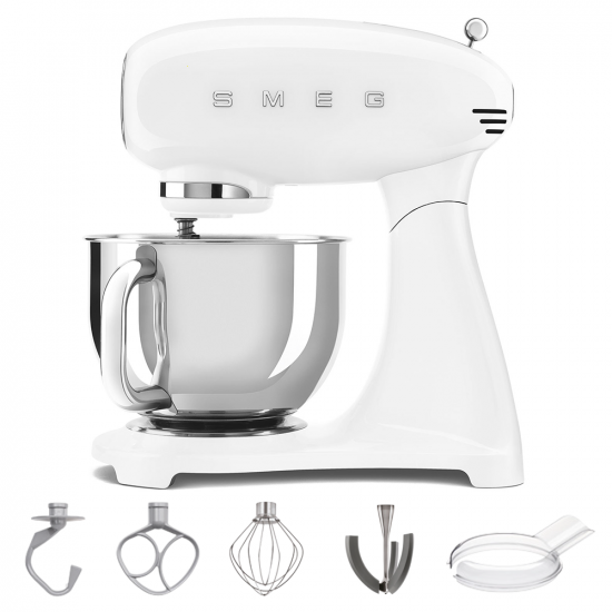 Smeg Full Color wei&szlig; - K&uuml;chenmaschine  - Edelstahlsch&uuml;ssel 4,8 Liter