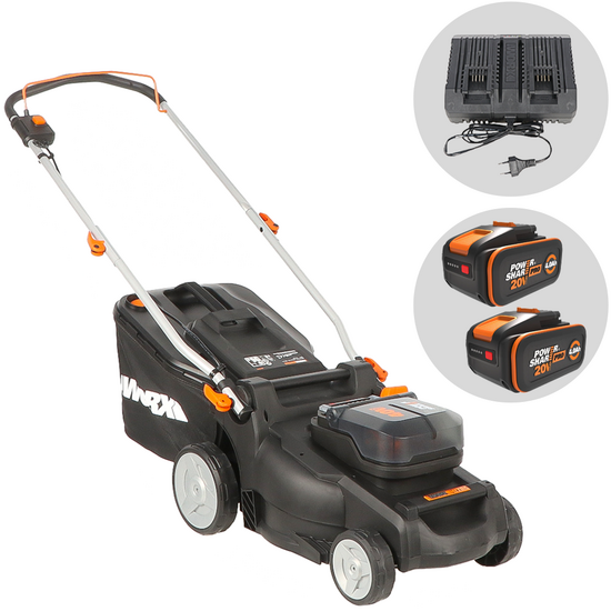 Worx Nitro WG737E - Akku-Rasenm&auml;her - 2x20V/4Ah - Schnittbreite 37cm