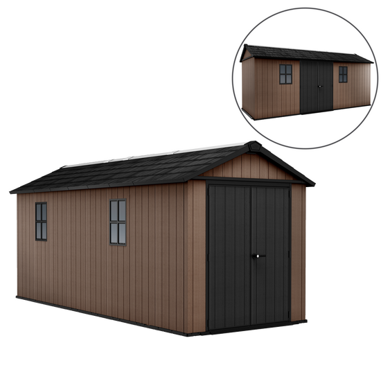 Keter Newton plus 7517/1775 - Gartenhaus - Mit Doppelt&uuml;r und Fenstern - 230x539x246 cm