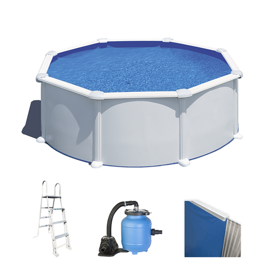 Gre Atlantis Rund Ø350 x 120cm - Aufstellpool aus Stahl - Aqualoon Filter