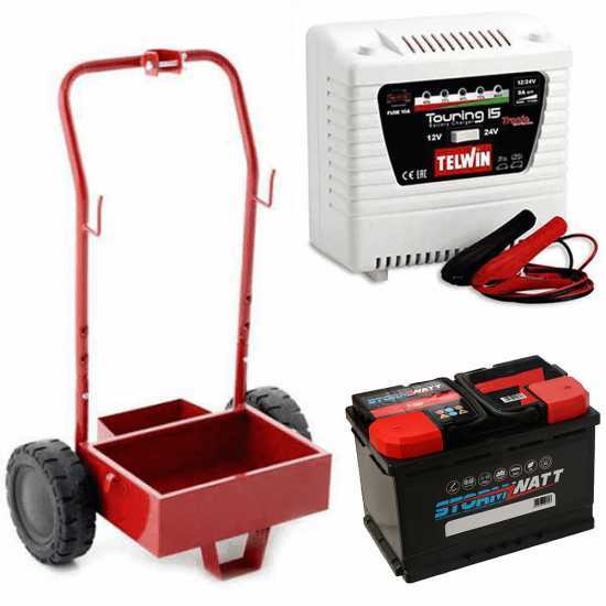 Komplettpaket: Metallwagen +50 Ah Batterie + Ladeger&auml;t Telwin Touring 15