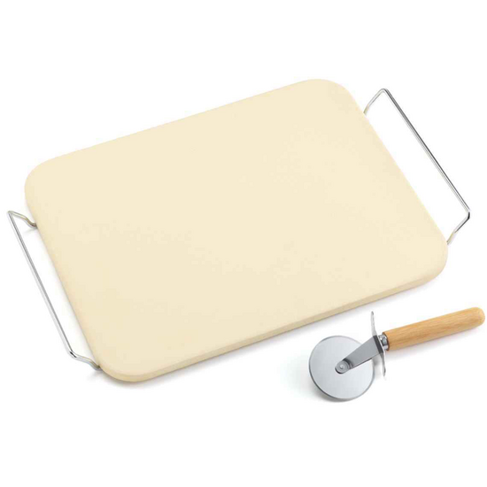 Ompagrill &ndash; Set aus feuerfestem Cordieritstein + Pizzaschneider