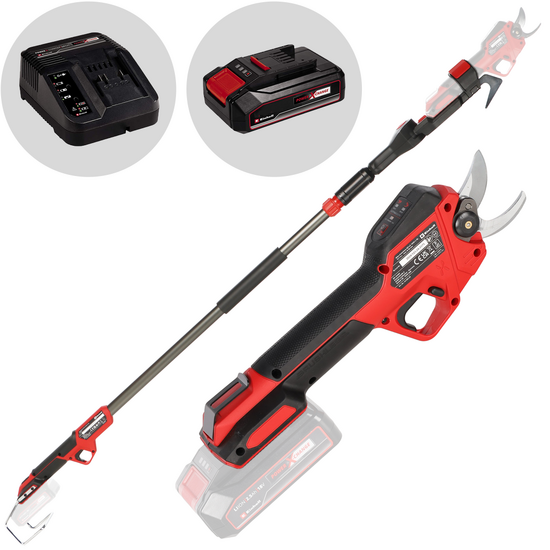 Einhell GP-LS 18/28 Li T BL &ndash; Akku-Astschere mit Schaft &ndash; 18 V, 2,5 Ah