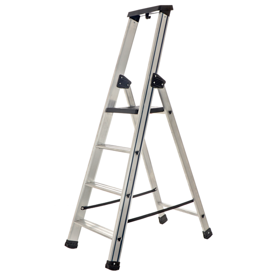 S.T.P. Issima, 4 Stufen, Höhe 1,51 m – Aluminium-Stehleiter mit Ständer