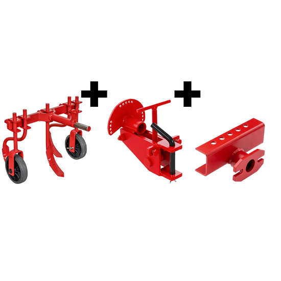 Dreizinken-Grubber ET-3 mit verstellbarem Zweibolzen-Anschluss und Ger&auml;teanschlussst&uuml;ck &ndash; f&uuml;r Einachser von 6&ndash;10 PS