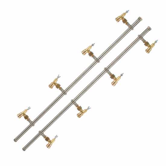 Edelstahl-Spritzbalken (2-teilig) Flügelmutter aus Messing 4+4 Düsen