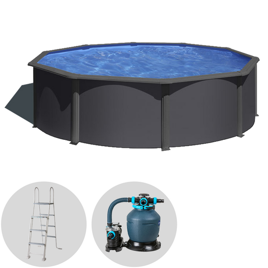 Gre Anthracite Rund Ø460 x 120 cm – Aufstellpool aus Stahl