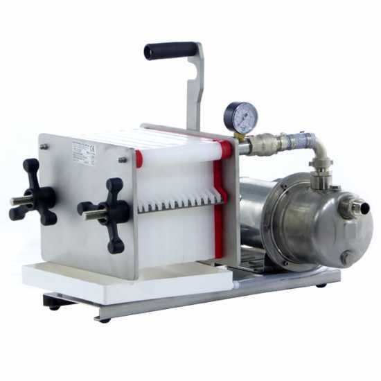 Top Line AF14 - Weinfilter mit Kartons und Platten 20x20 -  Schichtenfilter-Geh&auml;use/Pumpe aus Edelstahl