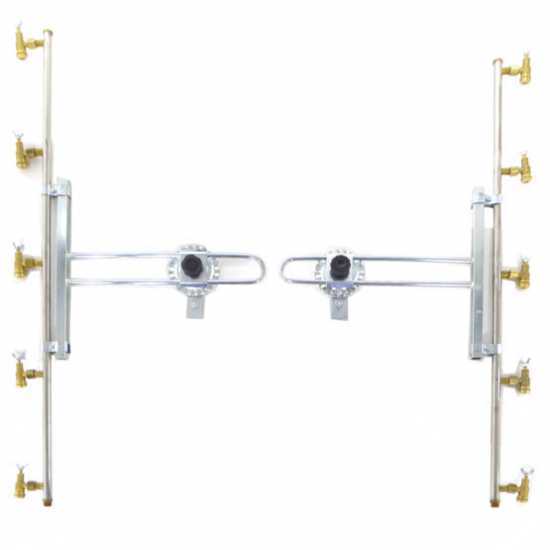 Spritzbalken aus Edelstahl Fl&uuml;gelmutter aus Messing 5+5 D&uuml;sen, Halterung aus Edelstahl