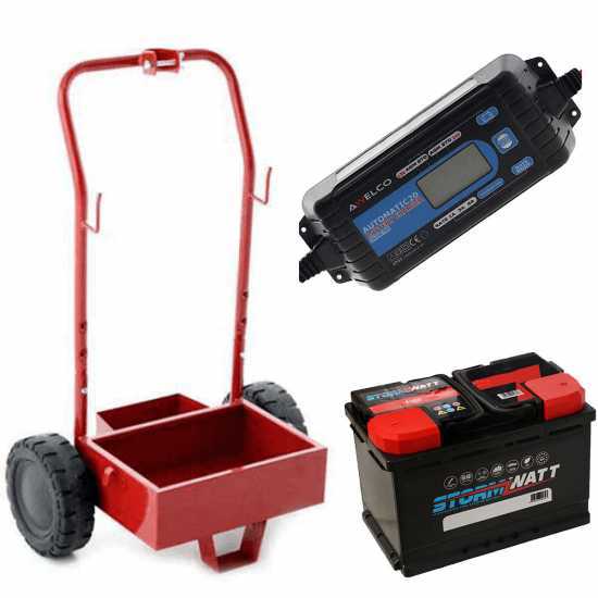 Komplettpaket: Metallwagen + 70 Ah Batterie + Ladeger&auml;t Telwin Touring 15