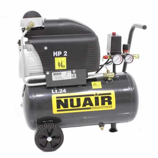Nuair FC2/24 - Elektrischer Kompressor mit Wagen - Motor 2 PS - 24 Lt - Druckluft. Wartungsset f&uuml;r den Kompressor kostenlos.