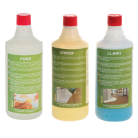 Set von 3 Reinigungsmitteln - f&uuml;r Au&szlig;en- und Innenfl&auml;chen - 3 Flaschen zu 1l