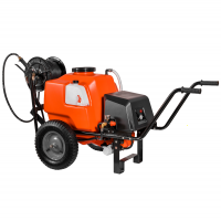 Batteriebetriebene Spritzpumpe Stocker 12 V 80 L art. 303 - Elektrische Spirtzpumpe auf Wagen mit Spritzgest&auml;nge und Anh&auml;ngerkupplung