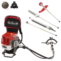 GeoTech GT-2 58 BP - Multifunktions- Motorsense mit 2- Takt Benzinmotor - Astschere, Heckenschere und Freischneider - 58 ccm