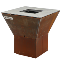 Holzkohlegrill GRINGO B038 - 4 Kochplatten aus Edelstahl - Geh&auml;use aus Cortenstahl