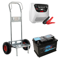 Komplettes Set: Batteriewagen Geotech + Batteria 100 Ah + Ladeger&auml;t Telwin Touring 18
