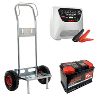 Komplettes Set: Batteriewagen Geotech + Batteria 95 Ah + Ladeger&auml;t Telwin Touring 18