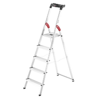 Hailo L60, 5 Stufen, 1,68 m &ndash; Aluminium-Trittleiter mit St&auml;nder &ndash; Ultraleicht