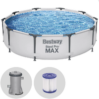 Bestway Steel Pro Max 56408DE - &Oslash;305x76 cm - Runder Pool + Pumpenfilter 16 W