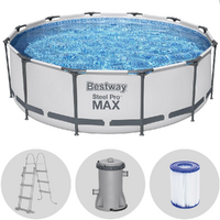 Bestway Steel Pro Max 56418DE - Ø366x100 cm - Runder Pool + Filterpumpe und Leiter