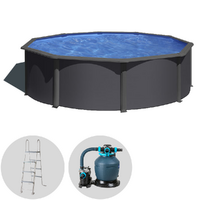 Gre Anthracite Rund Ø460 x 120 cm – Aufstellpool aus Stahl